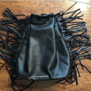 Black fringe boho backpack